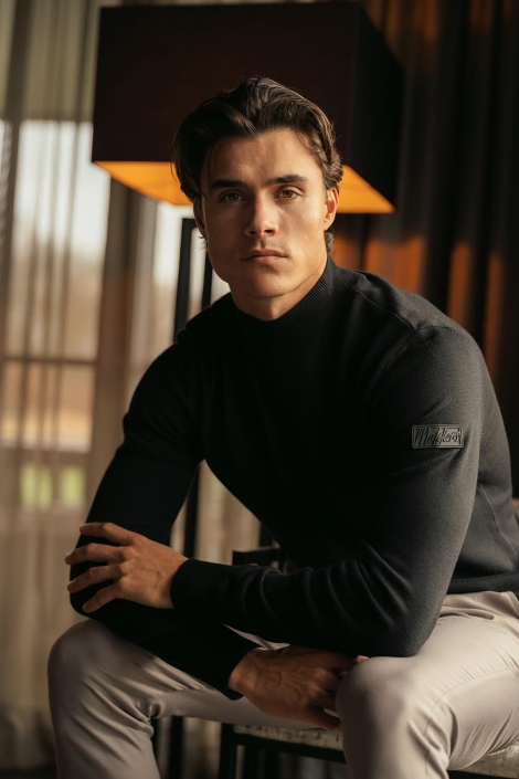 Malelions men knitted mock neck sweater